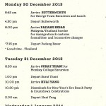 Eastern & Oriental Express - schedule